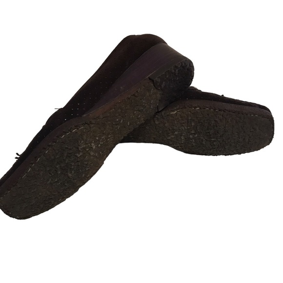 Stuart Weitzman Chocolate Brown Suede Platform Wedge Loafers Size 7 - Picture 8 of 10